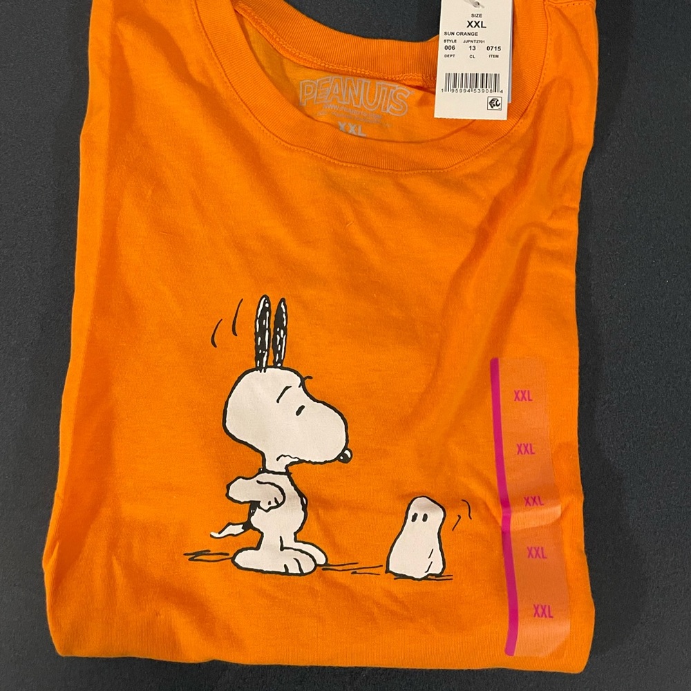 Peanuts Short sleeve Orange Snoopy crew tee